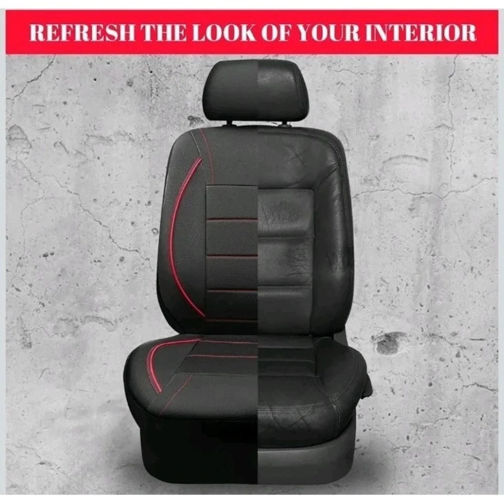 CAR PASS Universal FIT Piping Leather Car Seat Cover, for SUV's‎ Red Black